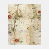 Perkament Liefdesbrief met Bloemen (6) Fleece Deken (Voorkant)