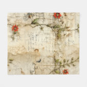 Perkament Liefdesbrief met Bloemen (6) Fleece Deken (Voorkant (Horizontaal))