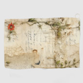  Perkament Liefdesbrief met Bloemen (6) Golfhanddoek (Horizontaal)