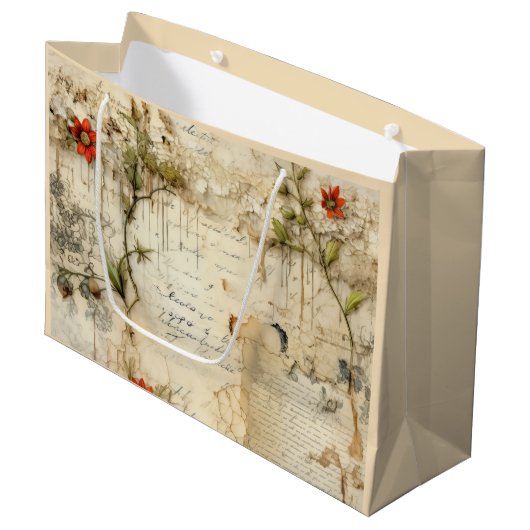 Perkament Liefdesbrief met Bloemen (6) Groot Cadeauzakje (Voorkant Gekanteld)