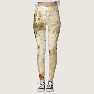  Perkament Liefdesbrief met Bloemen (6) Leggings