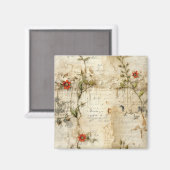 Perkament Liefdesbrief met Bloemen (6) Magneet (Voorkant / Achterkant)