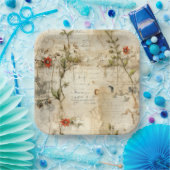 Perkament Liefdesbrief met Bloemen (6) Papieren Bordje (Feest)