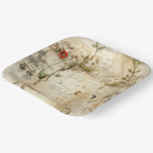 Perkament Liefdesbrief met Bloemen (6) Papieren Bordje (Gebogen)