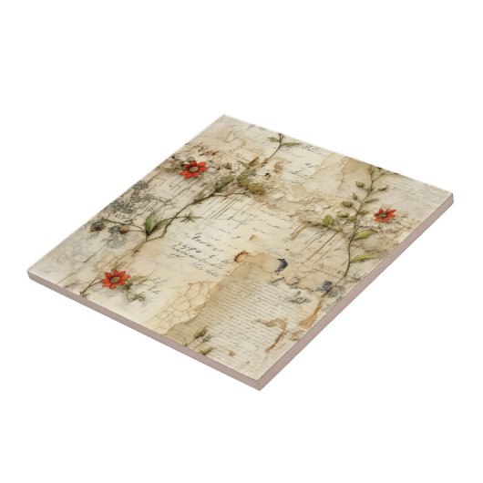  Perkament Liefdesbrief met Bloemen (6) Tegeltje (Zijkant)