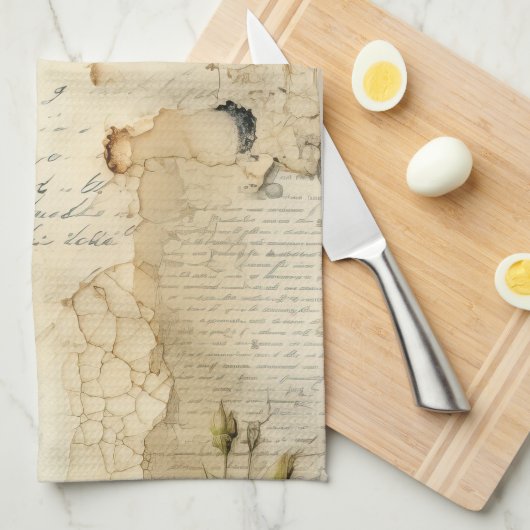  Perkament Liefdesbrief met Bloemen (6) Theedoek (Quarter Fold)