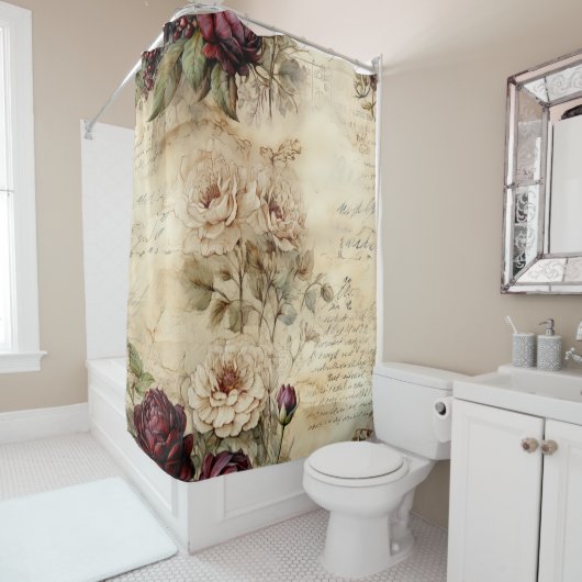  Perkament Liefdesbrief met Bloemen (7) Douchegordijn (In situ)