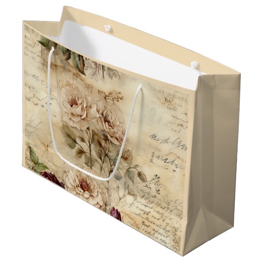 Perkament Liefdesbrief met Bloemen (7) Groot Cadeauzakje (Voorkant Gekanteld)