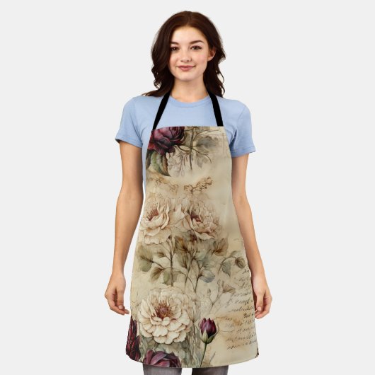  Perkament Liefdesbrief met Bloemen (7) Schort (Gedragen)