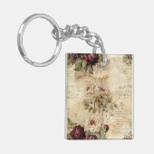  Perkament Liefdesbrief met Bloemen (7) Sleutelhanger (Voorkant Links)