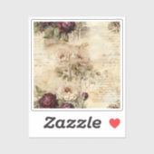 Perkament Liefdesbrief met Bloemen (7) Sticker (Vel)