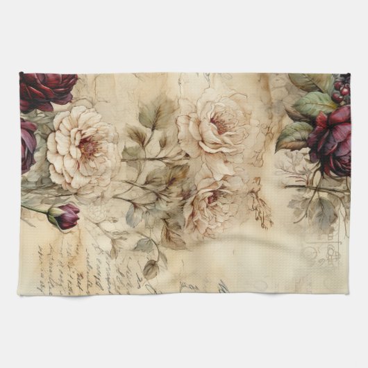  Perkament Liefdesbrief met Bloemen (7) Theedoek (Horizontaal)