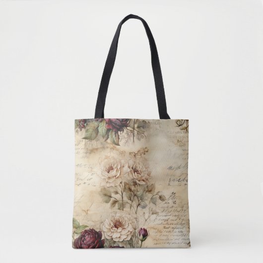 Perkament Liefdesbrief met Bloemen (7) Tote Bag (Voorkant)
