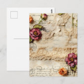  Perkament Liefdesbrief met Bloemen (8) Briefkaart (Voorkant / Achterkant)