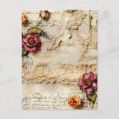  Perkament Liefdesbrief met Bloemen (8) Briefkaart (Voorkant)