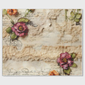 Perkament Liefdesbrief met Bloemen (8) Cadeaupapier (Vlak)