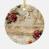 Perkament Liefdesbrief met Bloemen (8) Keramisch Ornament (Voorkant)