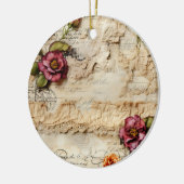 Perkament Liefdesbrief met Bloemen (8) Keramisch Ornament (Links)