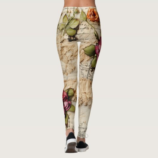  Perkament Liefdesbrief met Bloemen (8) Leggings (Achterkant)