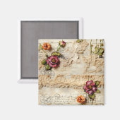 Perkament Liefdesbrief met Bloemen (8) Magneet (Voorkant / Achterkant)