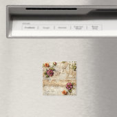 Perkament Liefdesbrief met Bloemen (8) Magneet (Insitu (Vaatwasser))