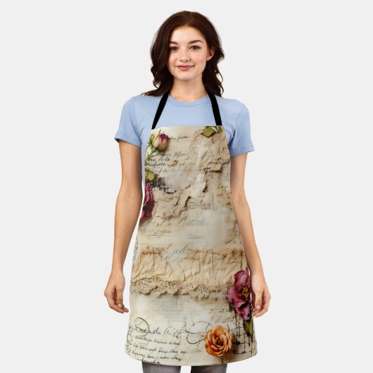  Perkament Liefdesbrief met Bloemen (8) Schort (Gedragen)
