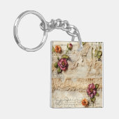  Perkament Liefdesbrief met Bloemen (8) Sleutelhanger (Voorkant Links)