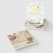  Perkament Liefdesbrief met Bloemen (8) Stenen Onderzetter (Zijkant)