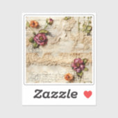 Perkament Liefdesbrief met Bloemen (8) Sticker (Vel)