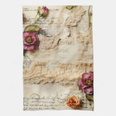 Perkament Liefdesbrief met Bloemen (8) Theedoek (Verticaal)