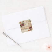 Perkament Liefdesbrief met Bloemen (8) Vierkante Sticker (Envelop)
