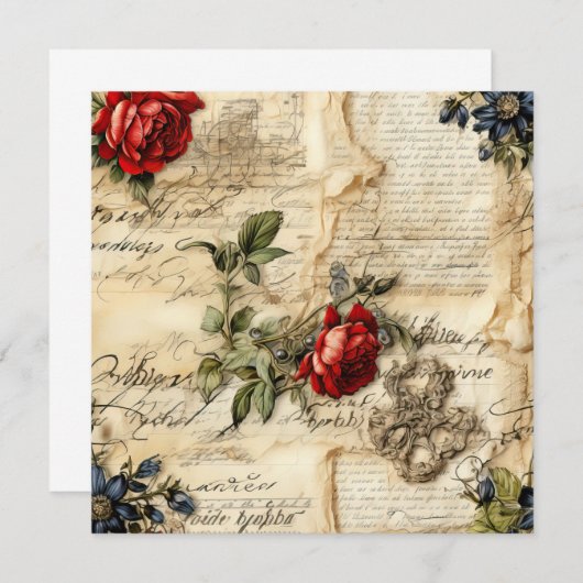  Perkament Liefdesbrief met Bloemen (9) (Voorkant / Achterkant)