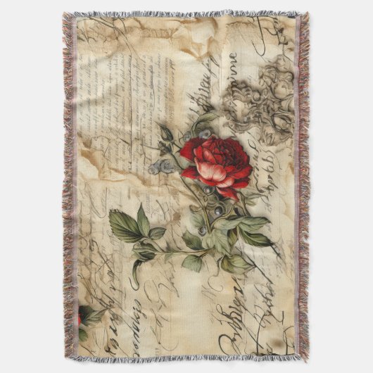  Perkament Liefdesbrief met Bloemen (9) Deken (Voorkant Verticaal)