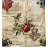 Perkament Liefdesbrief met Bloemen (9) Douchegordijn (Voorkant)