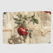  Perkament Liefdesbrief met Bloemen (9) Golfhanddoek (Horizontaal)