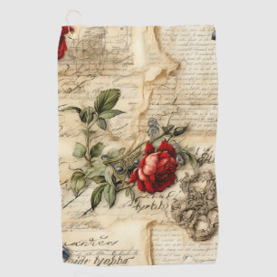  Perkament Liefdesbrief met Bloemen (9) Golfhanddoek
