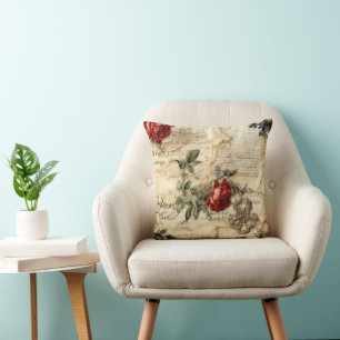 Perkament Liefdesbrief met Bloemen (9) Kussen