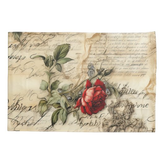 Perkament Liefdesbrief met Bloemen (9) Kussensloop (Achterkant-Links)