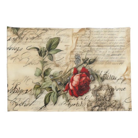 Perkament Liefdesbrief met Bloemen (9) Kussensloop (Achterkant-Rechts)