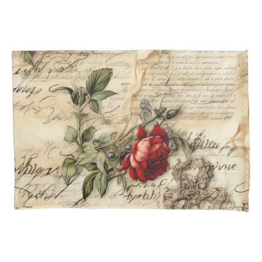  Perkament Liefdesbrief met Bloemen (9) Kussensloop (Voorkant-Links)