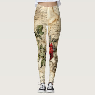  Perkament Liefdesbrief met Bloemen (9) Leggings
