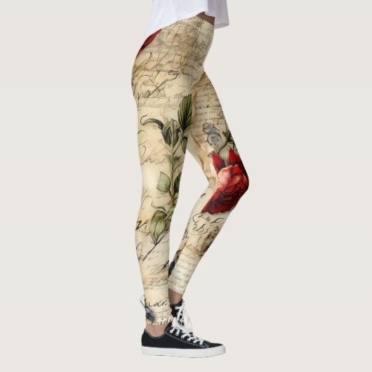  Perkament Liefdesbrief met Bloemen (9) Leggings (Rechts)