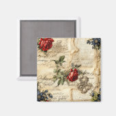  Perkament Liefdesbrief met Bloemen (9) Magneet (Voorkant / Achterkant)