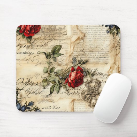  Perkament Liefdesbrief met Bloemen (9) Muismat (Met muis)