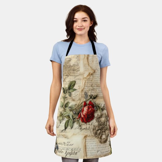  Perkament Liefdesbrief met Bloemen (9) Schort (Gedragen)