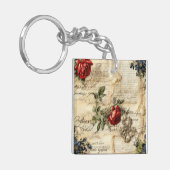  Perkament Liefdesbrief met Bloemen (9) Sleutelhanger (Voorkant Links)