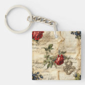  Perkament Liefdesbrief met Bloemen (9) Sleutelhanger (Voorkant)