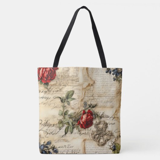  Perkament Liefdesbrief met Bloemen (9) Tote Bag (Voorkant)