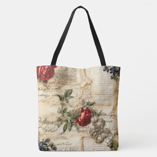  Perkament Liefdesbrief met Bloemen (9) Tote Bag (Achterkant)