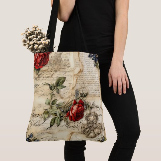  Perkament Liefdesbrief met Bloemen (9) Tote Bag (Dichtbij)
